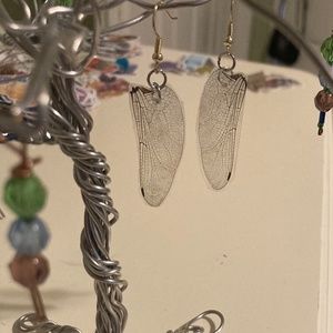 Real dragonfly wing earrings- handmade